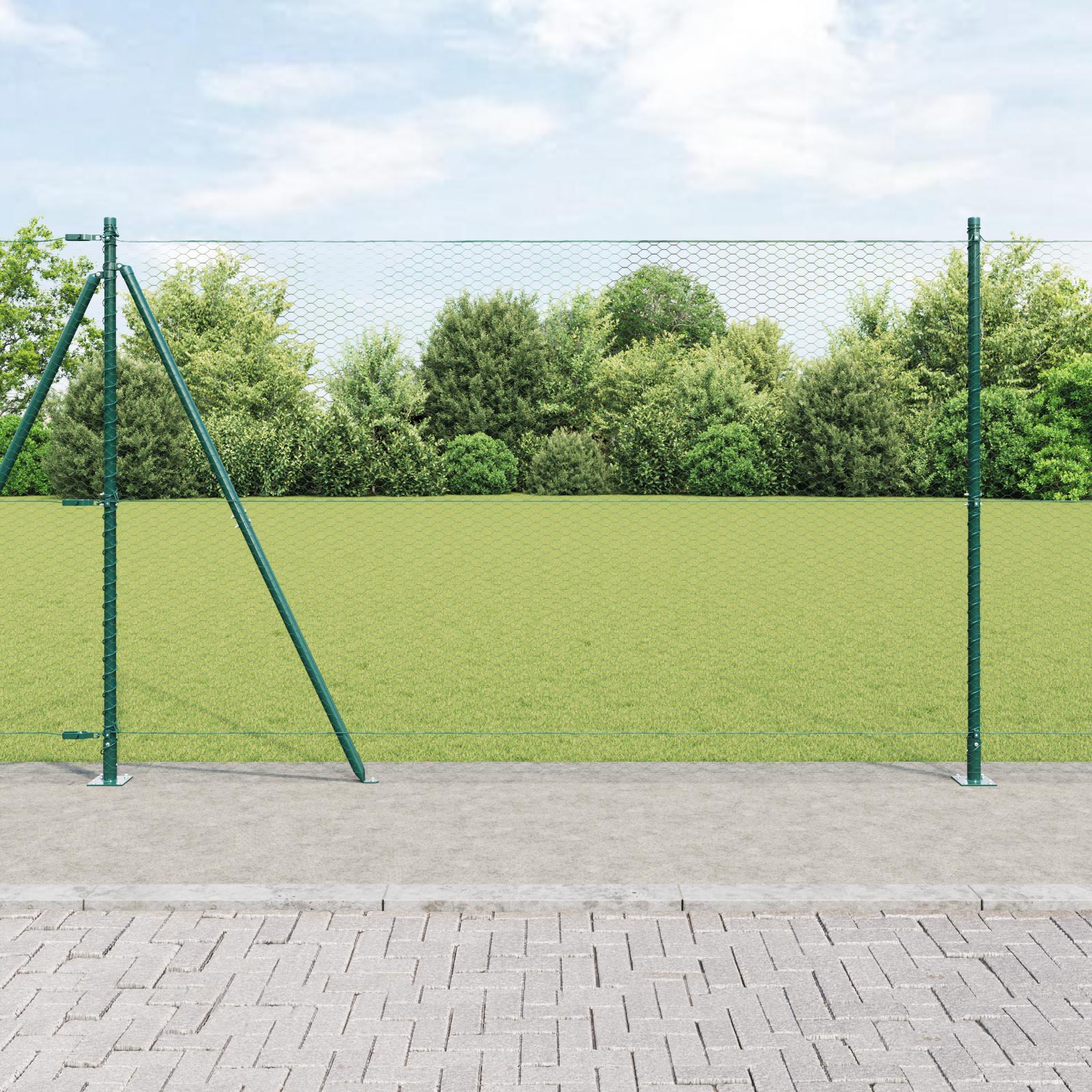 Hegn med stolper GrÃ¸n 1.4 x 25 m PVC-belagte stÃ¥l