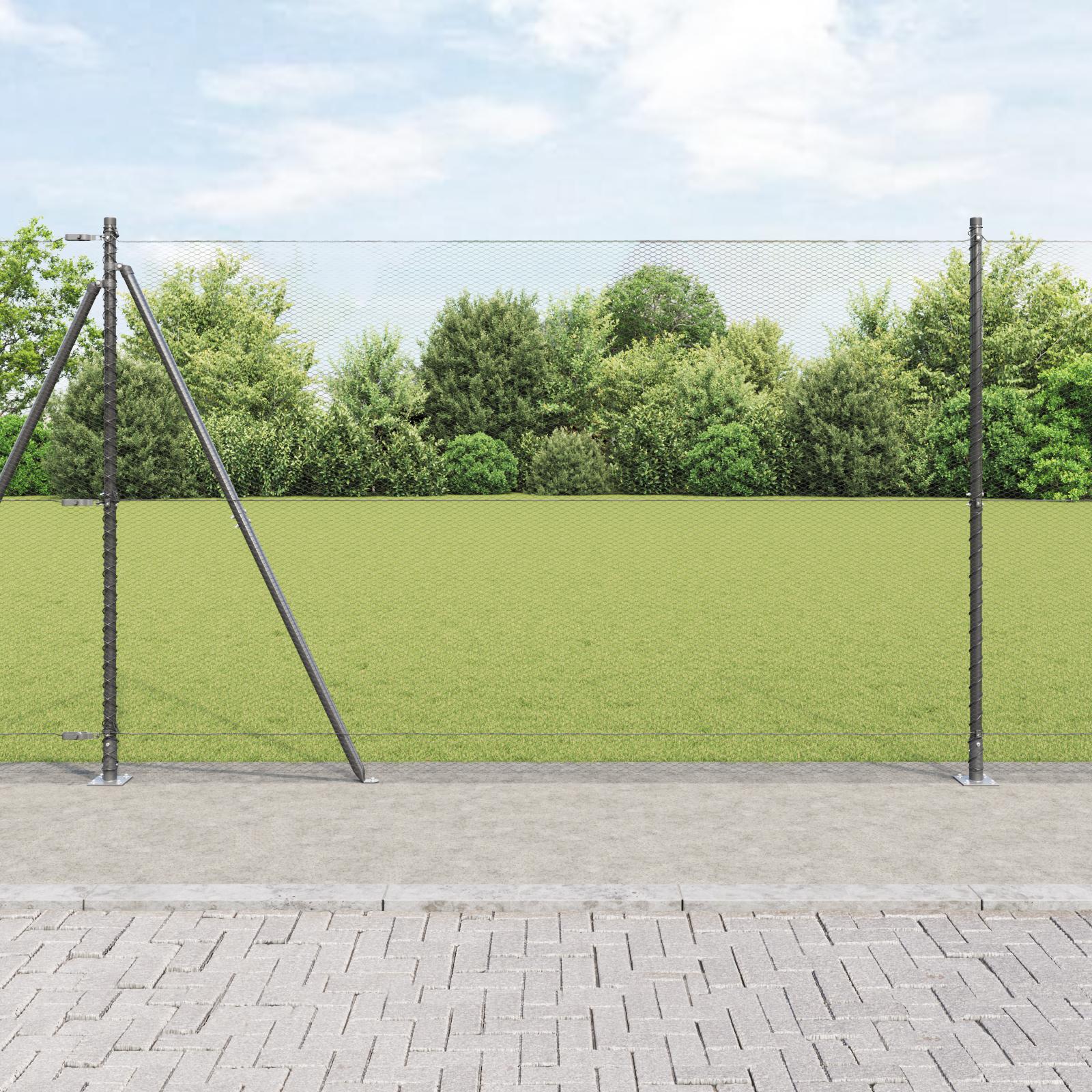 Hegn med stolper Grå 1.6 x 25 m PVC-belagte stål
