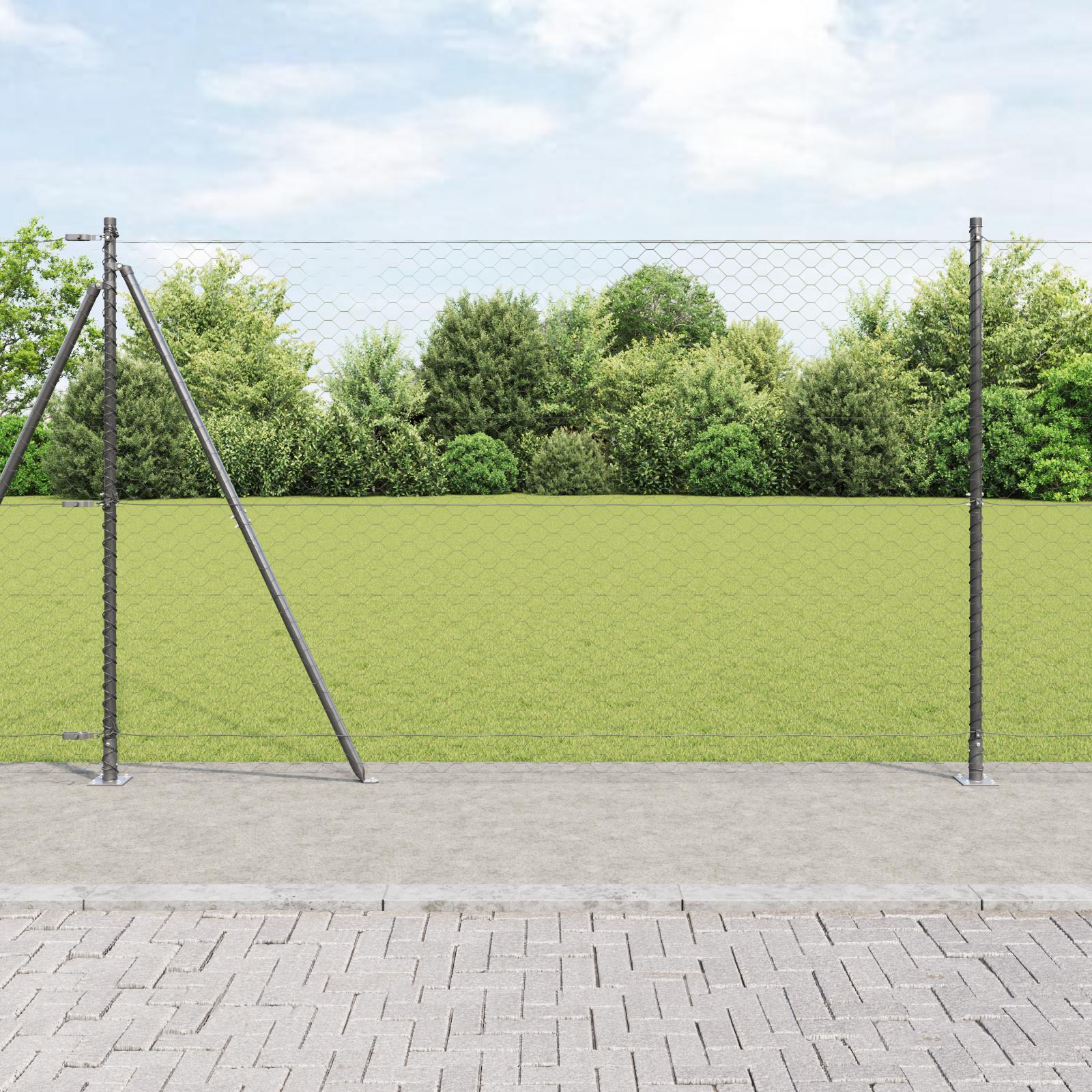 Hegn med stolper Grå 1.6 x 25 m PVC-belagte stål