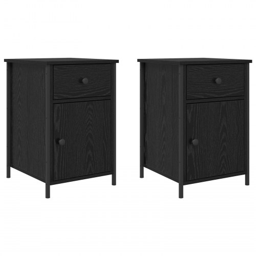 Sengeborde 2 stk. sort eg 40 x 42 x 60 cm