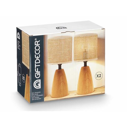Bordlamper brun - sæt med 2, E27, 60 W