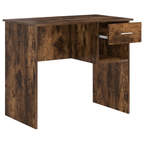 Skrivebord med opbevaring Røget eg 90x49.5x75 cm Konstrueret træ