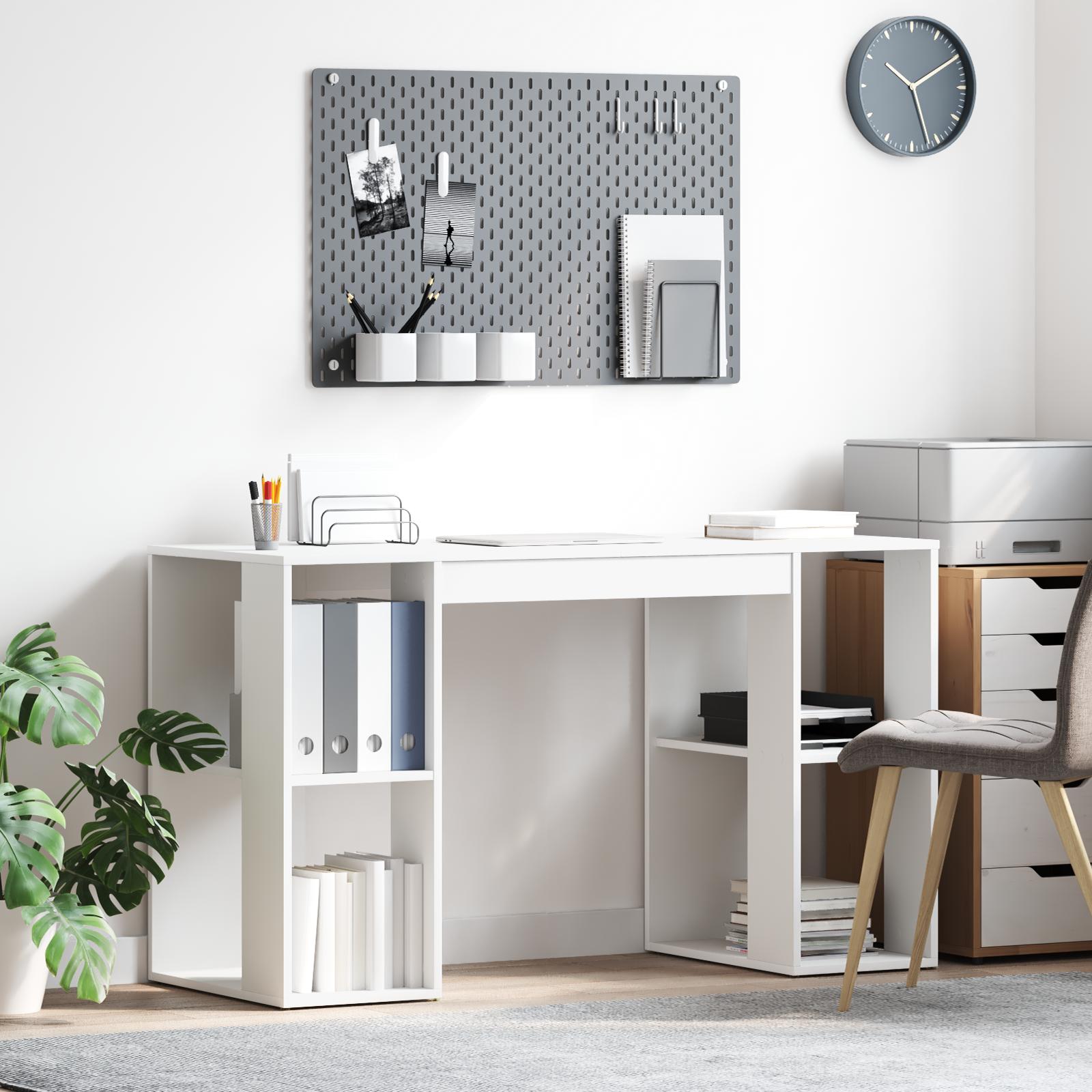 Skrivebord med Opbevaring med hylde Hvid 130 x 50,5 x 75 cm