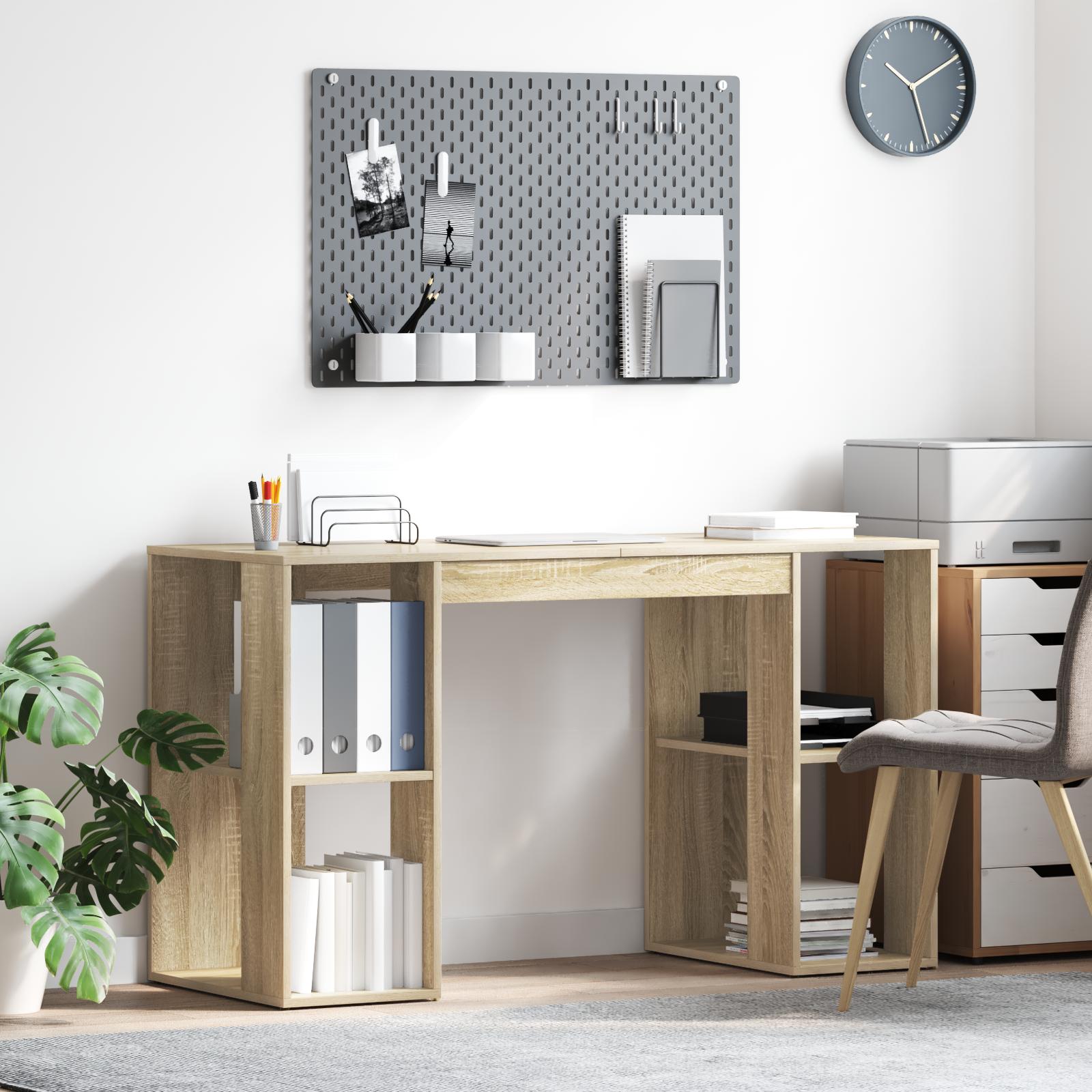 Bord med hylde Sonoma eg 130 x 50,5 x 75 cm Konstrueret træ