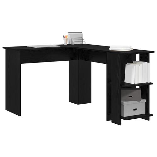 Sort eg hjørneskrivebord Sort eg MDF Medium Hjørneskrivebord