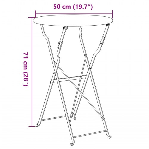 Sammenfoldeligt Bistrobord Beige Ø50x71 cm Pulverlakeret Stål