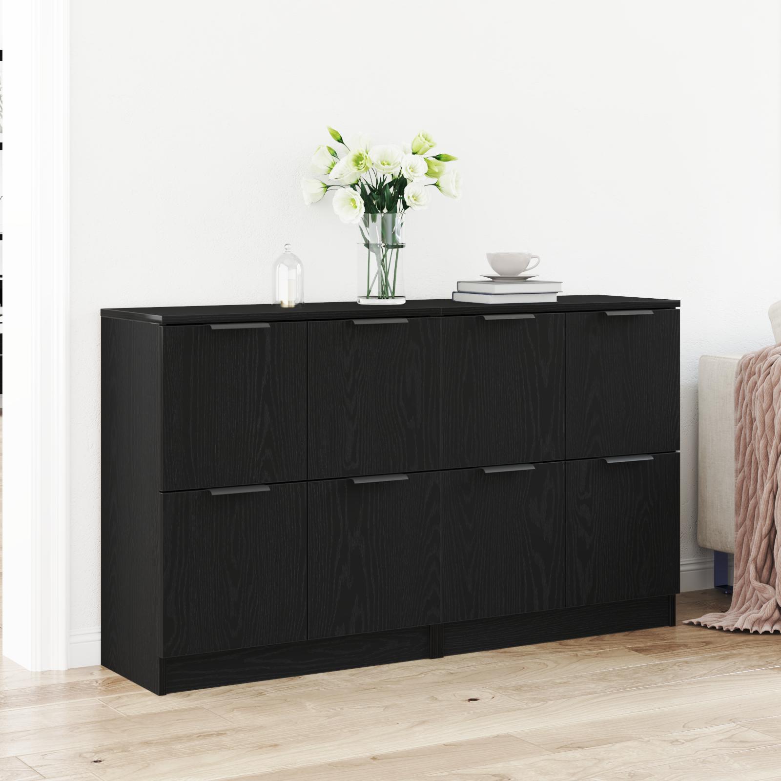 Skænk, 2 stk - sort eg, 120 × 30 × 70 cm, konstrueret træ