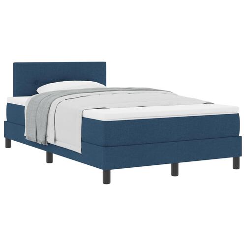 Box Spring Seng med Madras Blå 120x200 cm Stof