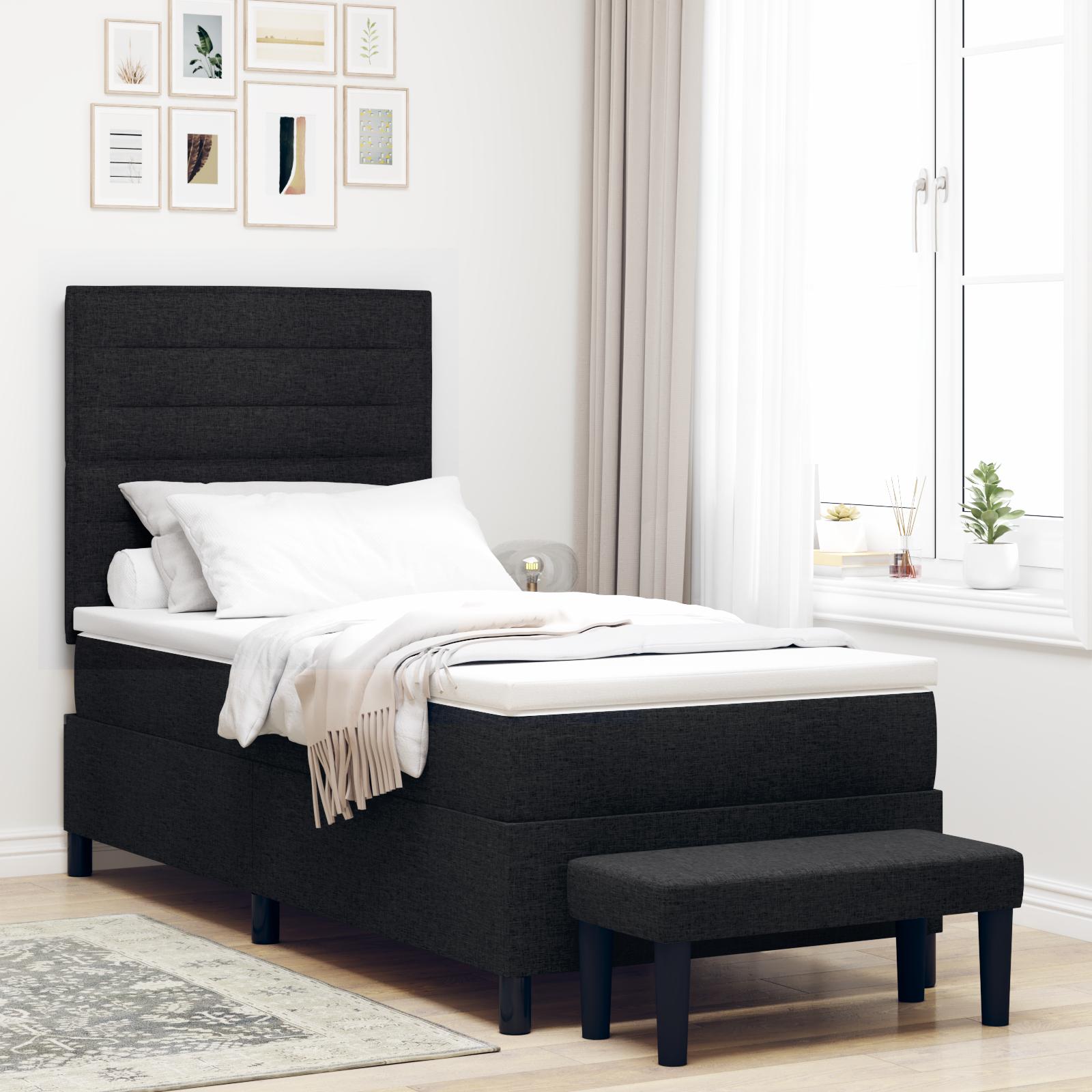 Kontinentalseng med justerbar hovedgavl - sort stof 80 × 200 cm