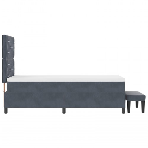 Box Spring Seng med Madras & Bænk Mørkegrå 100x200 cm Fløjl