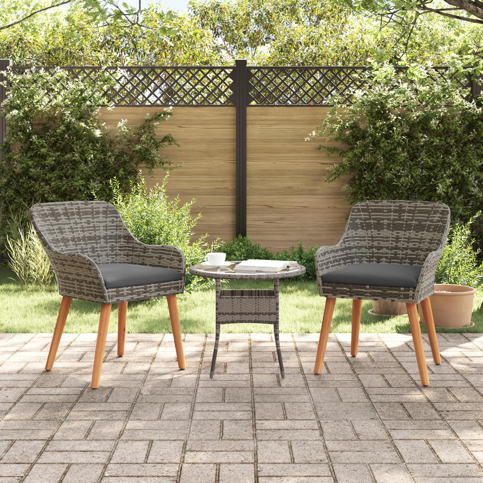 Have Stol med pude 2 stk Grå 55 x 62.5 x 82cm polyrattan