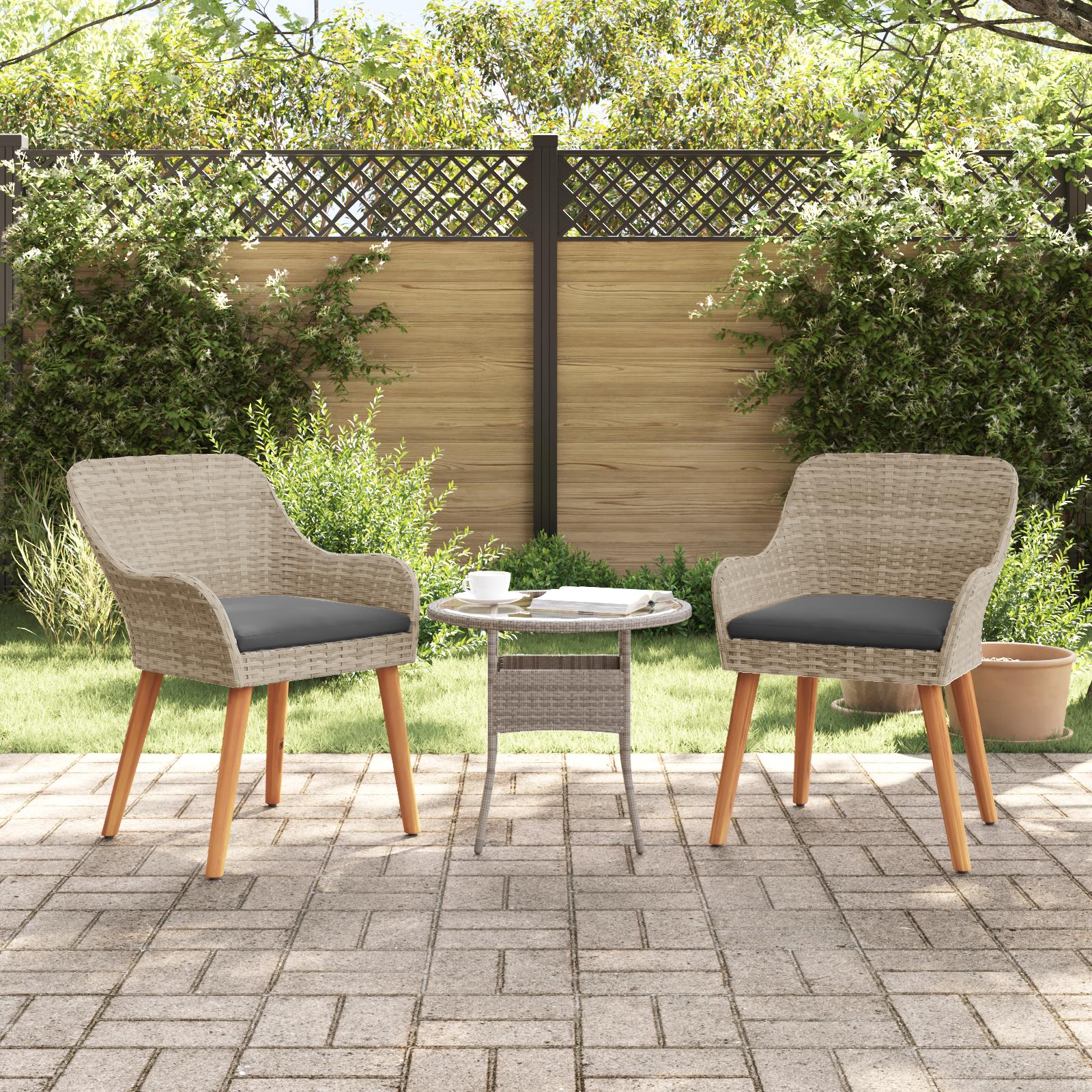 Have Stol med pude 2 stk Lysegrå 55 x 62.5 x 82cm polyrattan