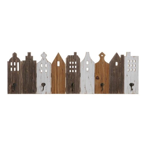 Knagerække til væg - Huse, metal & paulownia, 91 x 9,5 x 29,5 cm