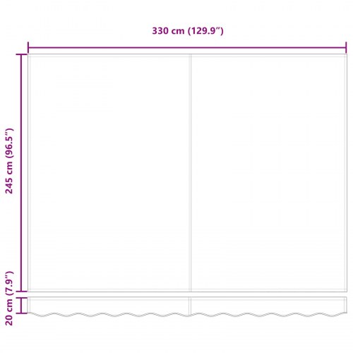 Utrækkelig Markise Sort 350 x 250 cm Stof