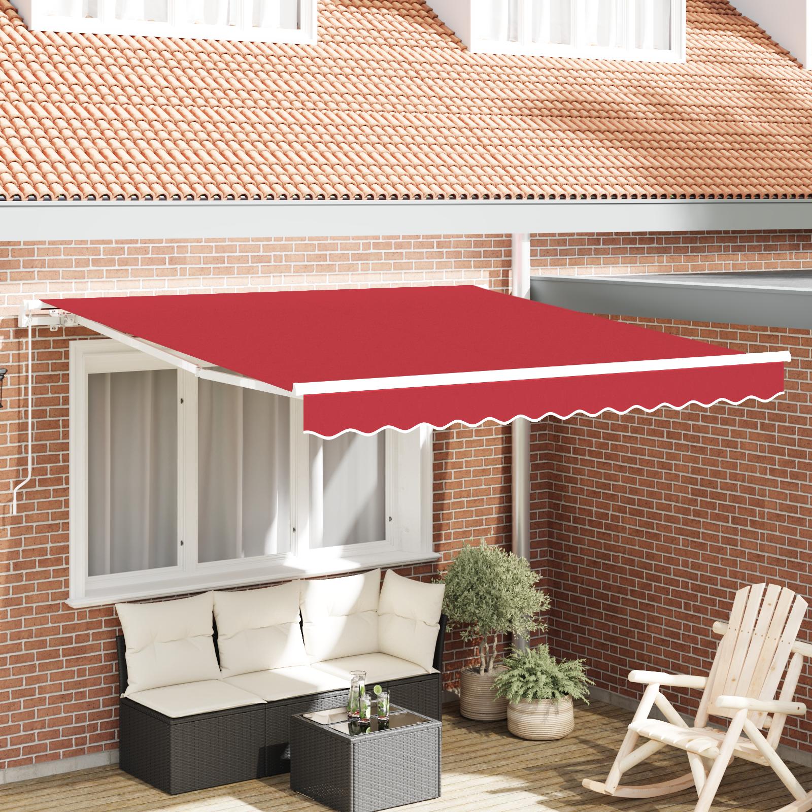 Udtrækkelig markise - rød 350 × 250 cm i polyester og aluminium