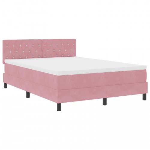 Kontinentalseng med madras Lyserød 140 x 200 cm Fløjl