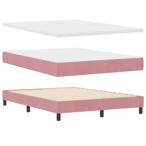 Kontinentalseng med madras Lyserød 140 x 200 cm Fløjl
