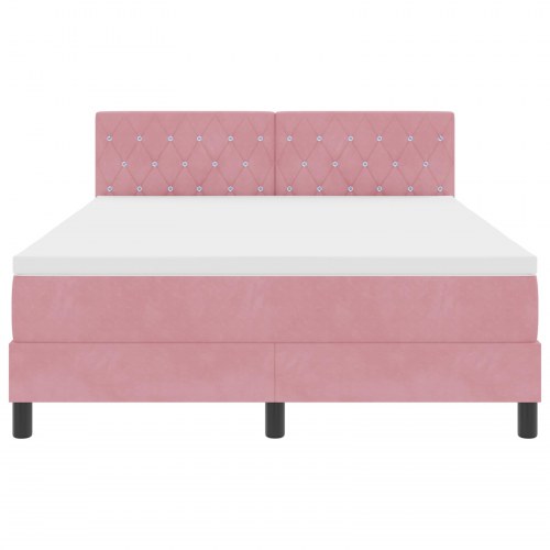 Kontinentalseng med madras Lyserød 140 x 200 cm Fløjl