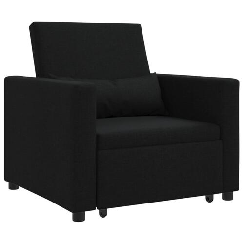 Enkelt Sofa Seng med hjul Sort 90 x 165 x 87 cm Stof