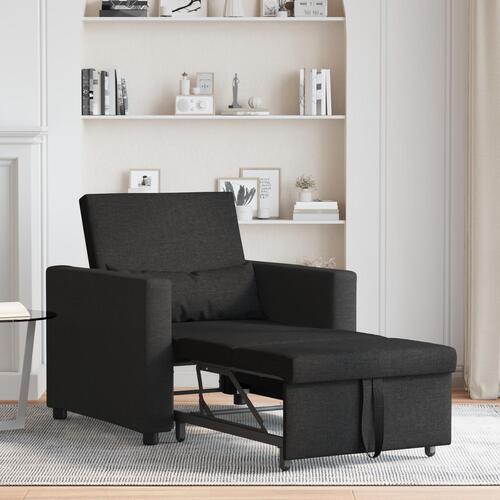 Enkelt Sofa Seng med hjul Sort 90 x 165 x 87 cm Stof