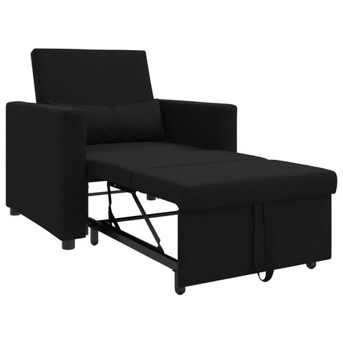 Enkelt Sofa Seng med hjul Sort 90 x 165 x 87 cm Stof