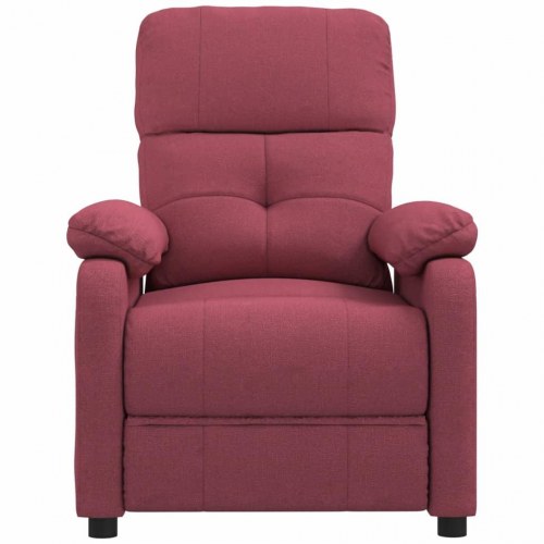 Massagestol i stof - vinrød, manuel recliner med 6 vibrationszoner