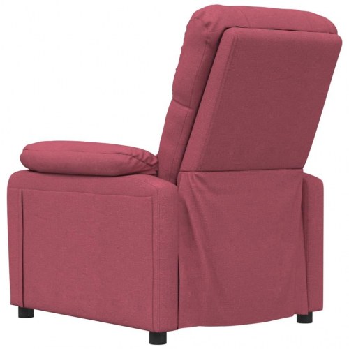 Massagestol i stof - vinrød, manuel recliner med 6 vibrationszoner