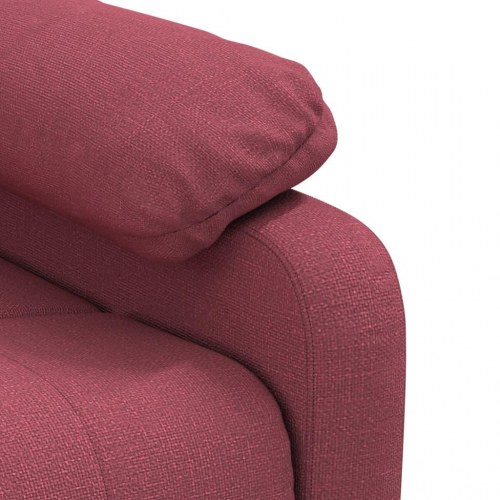 Massagestol i stof - vinrød, manuel recliner med 6 vibrationszoner