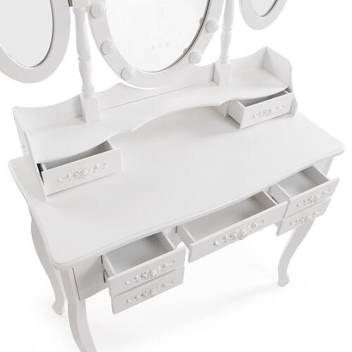 Versa sminkebord med taburet - hvid, træ/MDF, 40 × 144 × 90 cm
