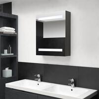 Badeværelsesskab med spejl + LED-lys 50x14x60 cm antracitgrå