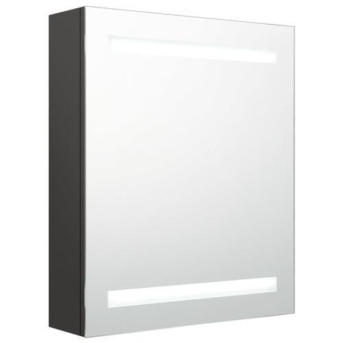 Badeværelsesskab med spejl + LED-lys 50x14x60 cm antracitgrå