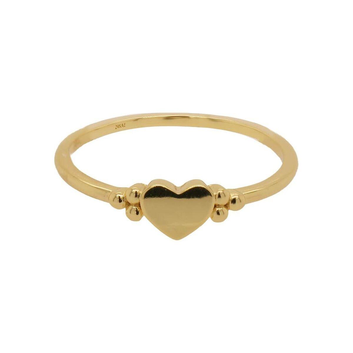 24KAE dame ring med hjerte - gylden, str. 14 (12412Y/54)