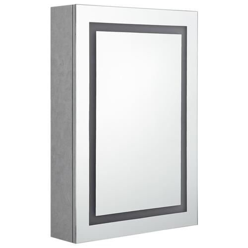 Badeværelsesskab med spejl + LED-lys 50x13x70 cm betongrå