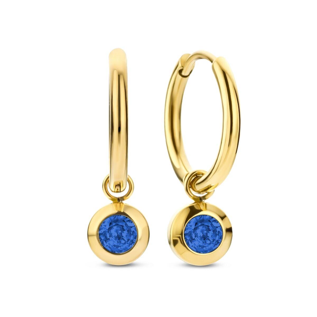 CO88 Collection øreringe til kvinder - gylden med blå sten (8CE-70487)