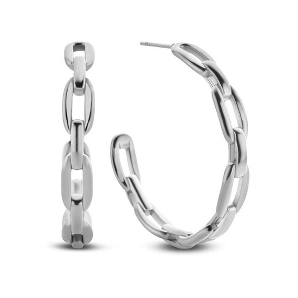 CO88 Collection øreringe til kvinder - sølvfarvet creol med kæde-look (8CE-70421)