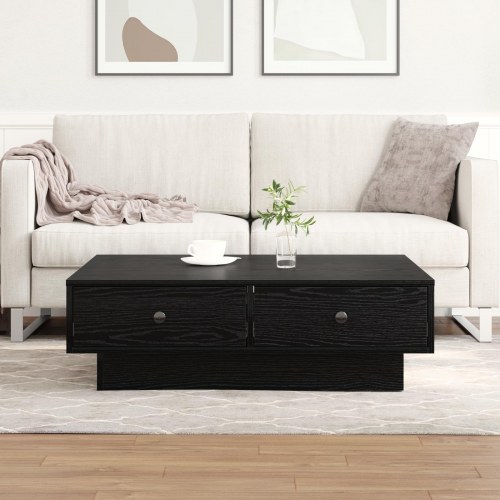 Sofabord Sort egetræ Konstrueret træ 90 x 90 x 28 cm Sofabord