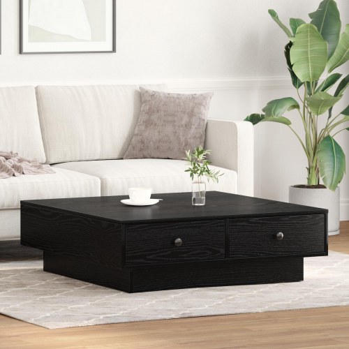 Sofabord Sort egetræ Konstrueret træ 90 x 90 x 28 cm Sofabord