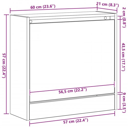Skoskab Gamle Træ 60x21x57 cm Ingeniørt træ