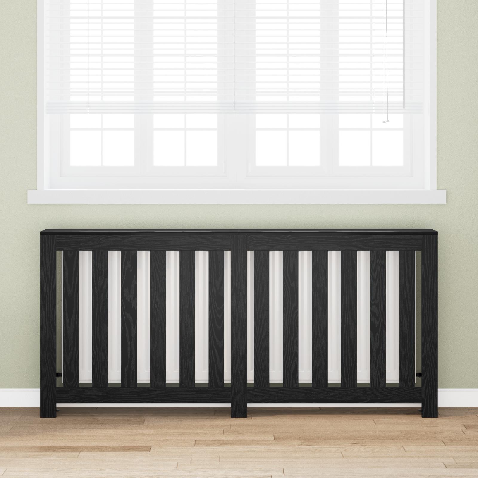 Radiator dække sort eg 175x20x82 cm ingeniørtræ