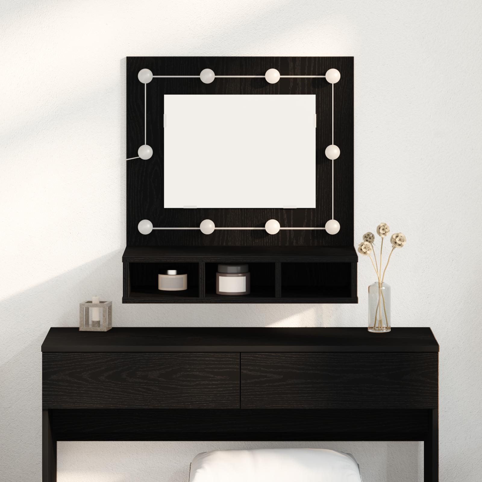 Spejlskab med hylde Sort eg 62 x 31.5 x 62 cm Konstrueret træ