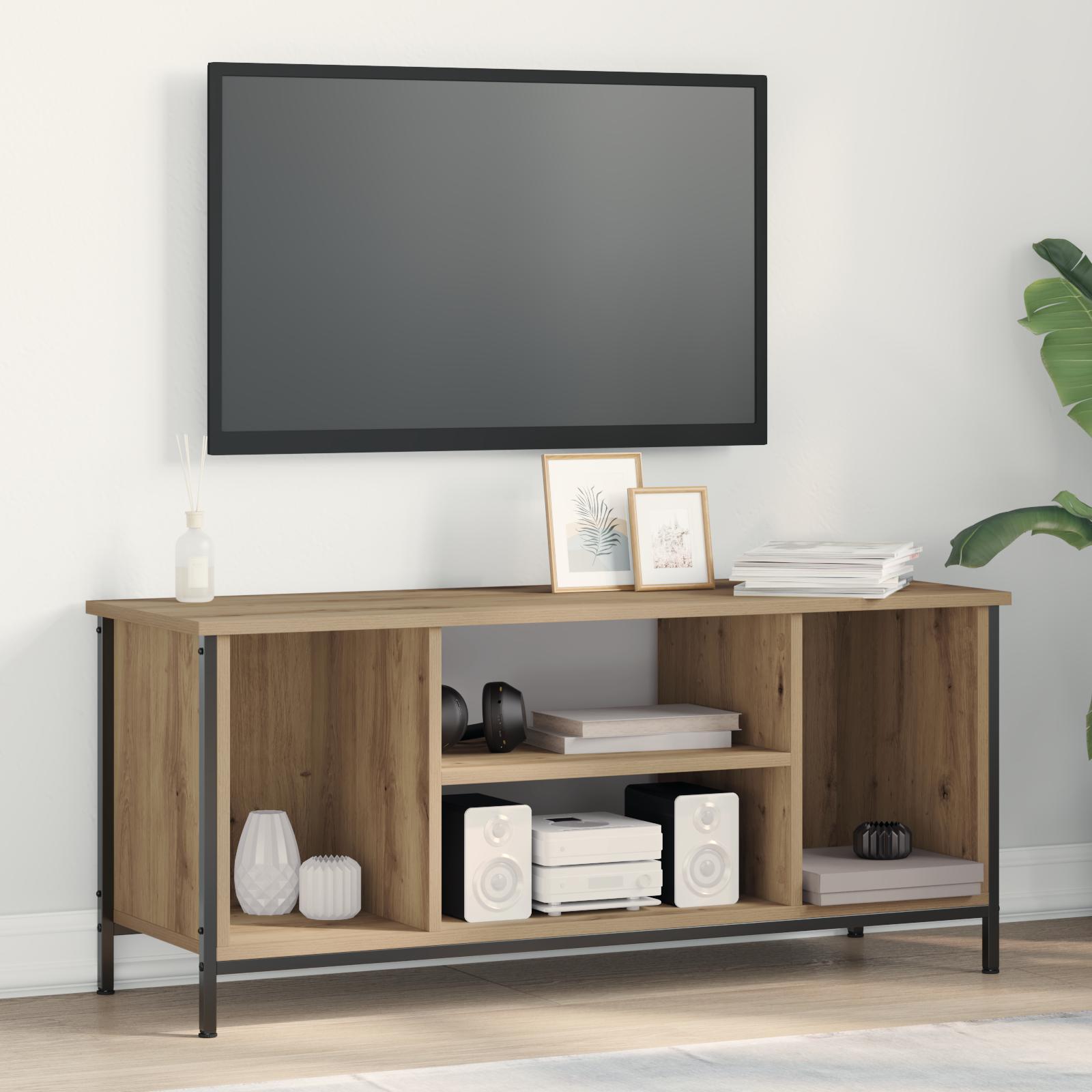 TV-bord i artisan egetræ, 102 × 35 × 45 cm - konstrueret træ