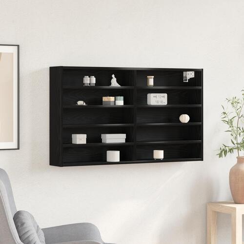 Vitrine Skab Sort Eg 100x15x58 cm Konstrueret Træ