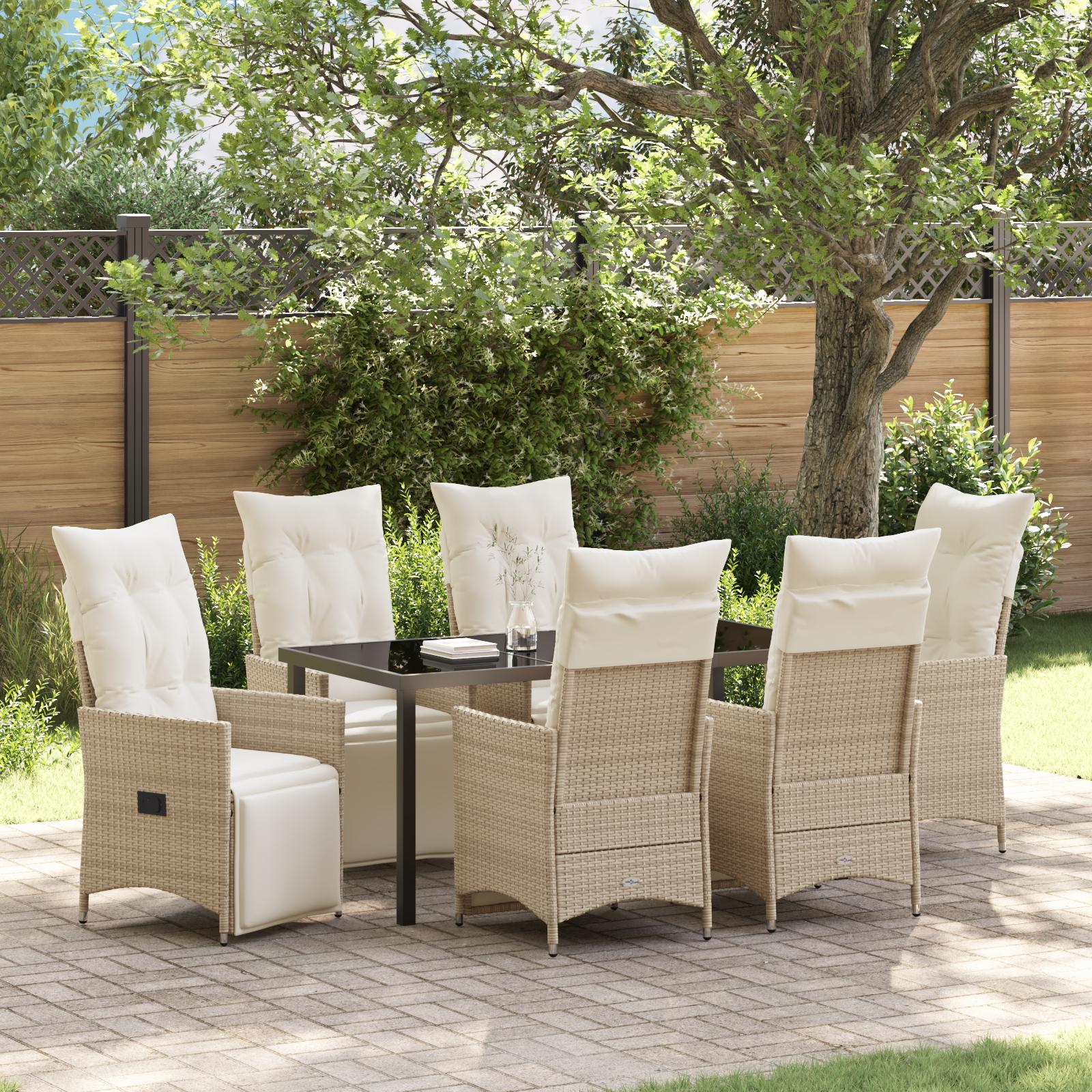 Have Spisebordssæt med pude 7 stk Beige Poly rattan