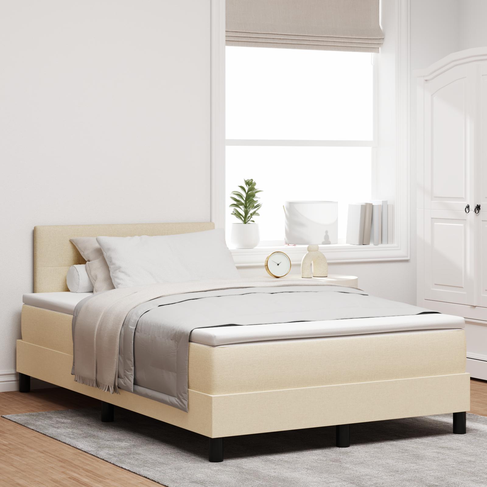 Kontinentalseng med LED-lysstrimler creme 120 x 190 cm i stof