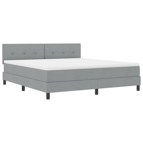Box Spring Bed med Madrass & LED Lys Grå 180x200 cm Stof