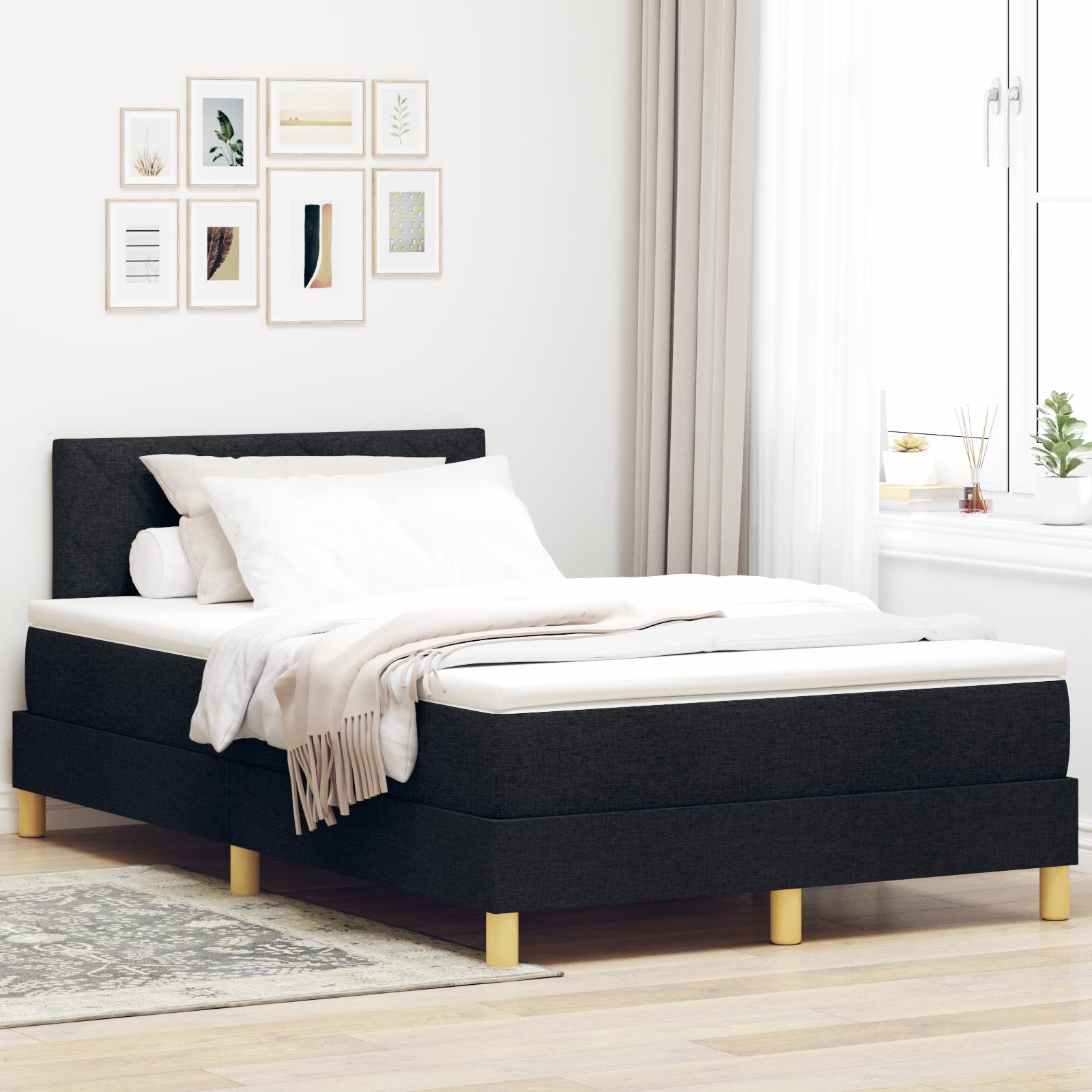 LED Box Spring Bed med madras med LED Sort 120 x 200 cm Stof