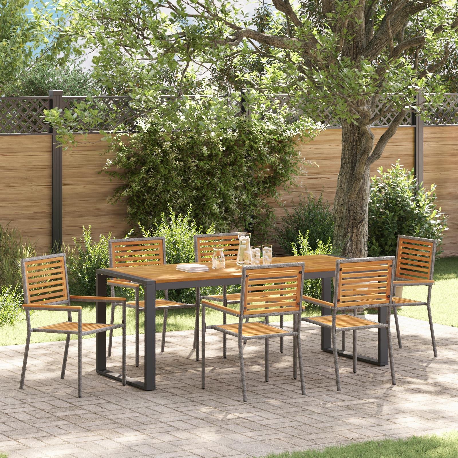 Have Spisebordssæt 7 stk Grå 200 x 80 x 75 cm polyrattan