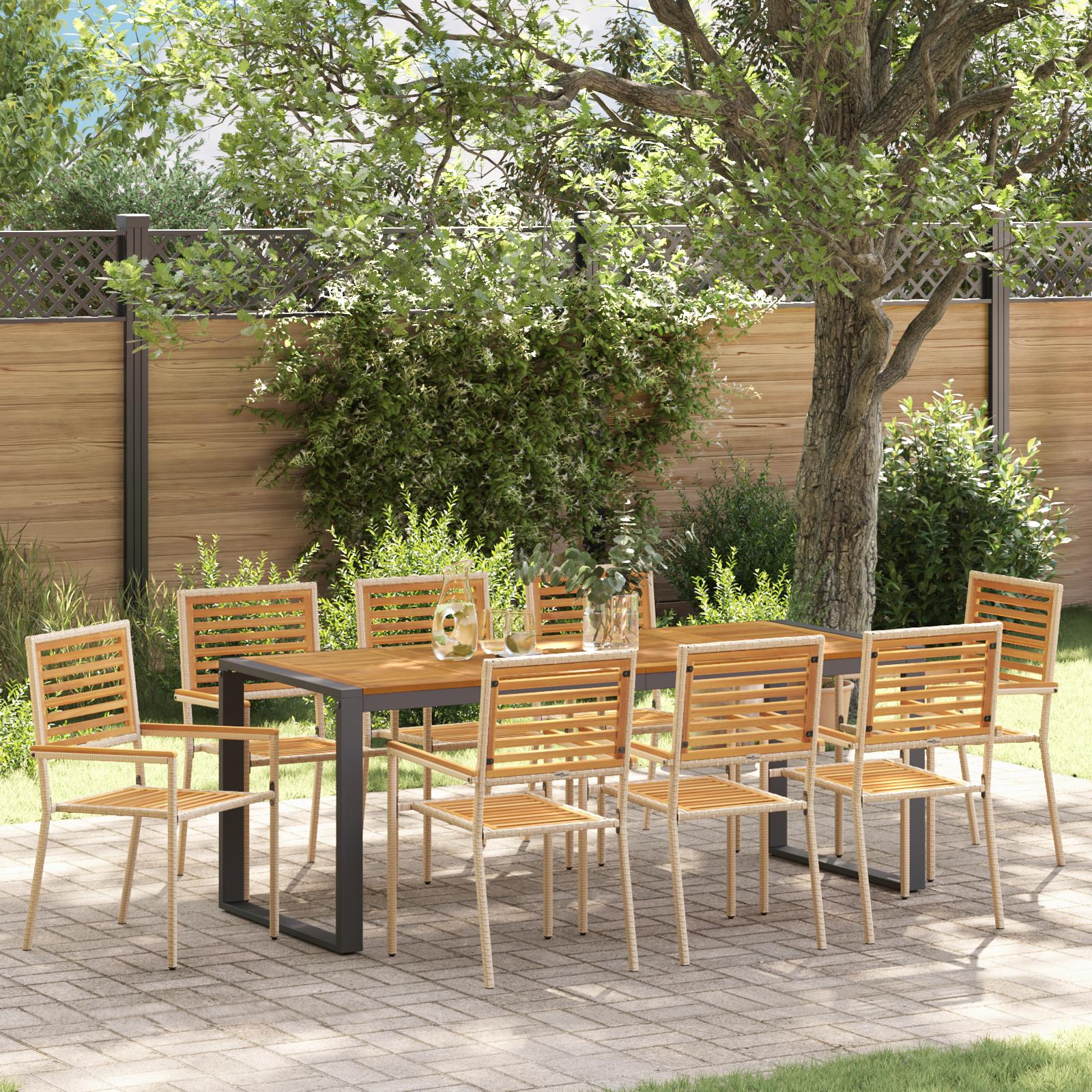 Have Spisebordssæt 9 stk Beige 200 x 80 x 75 cm polyrattan