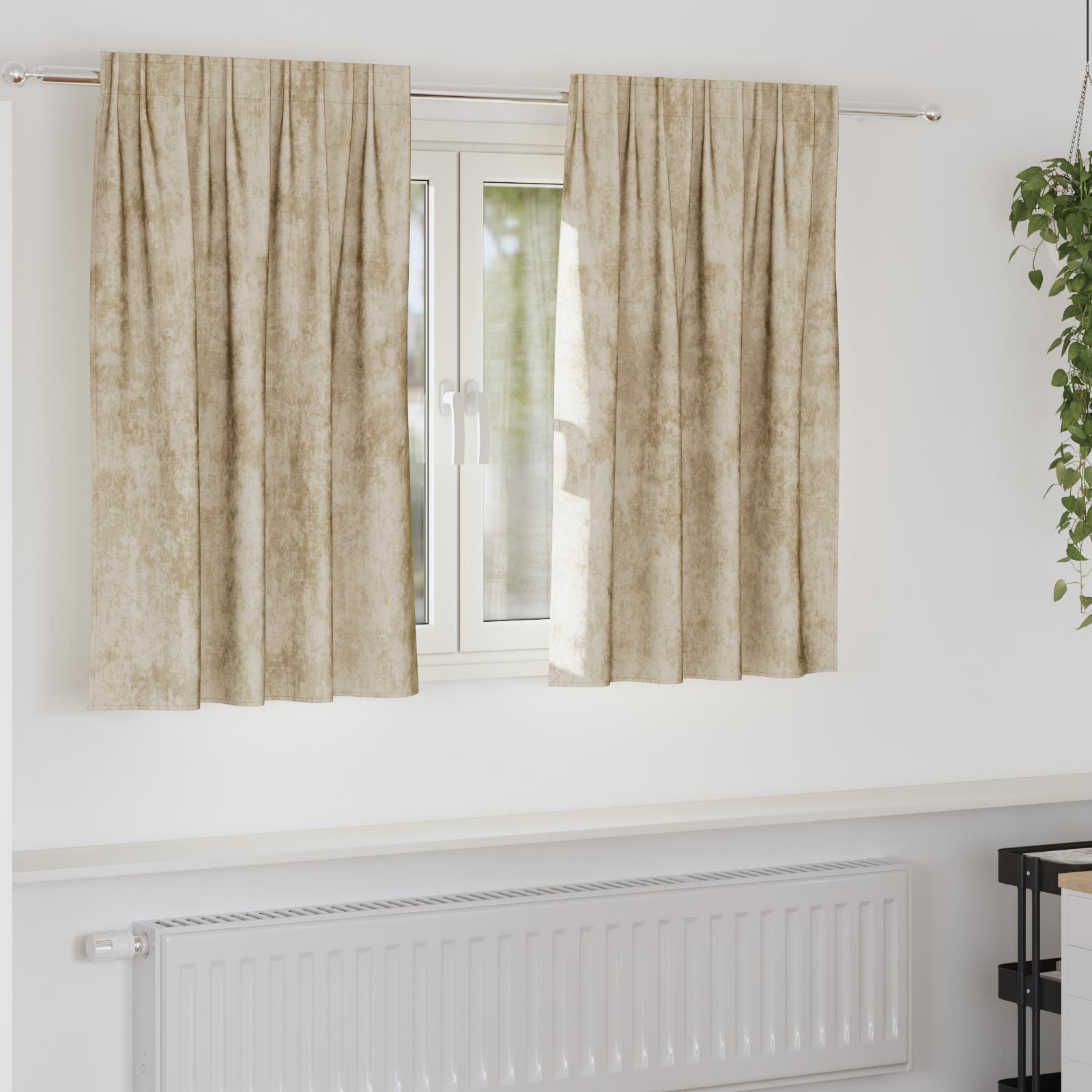 Velvet Gardiner 2 stk med Øjer Creme 140x140 cm