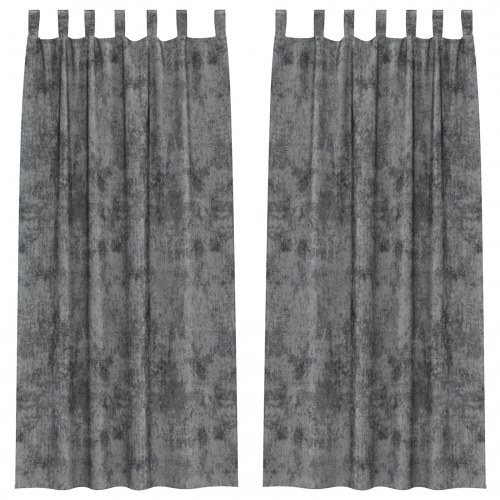 Velvet Gardiner 2 stk med øjer Grå 260x140 cm